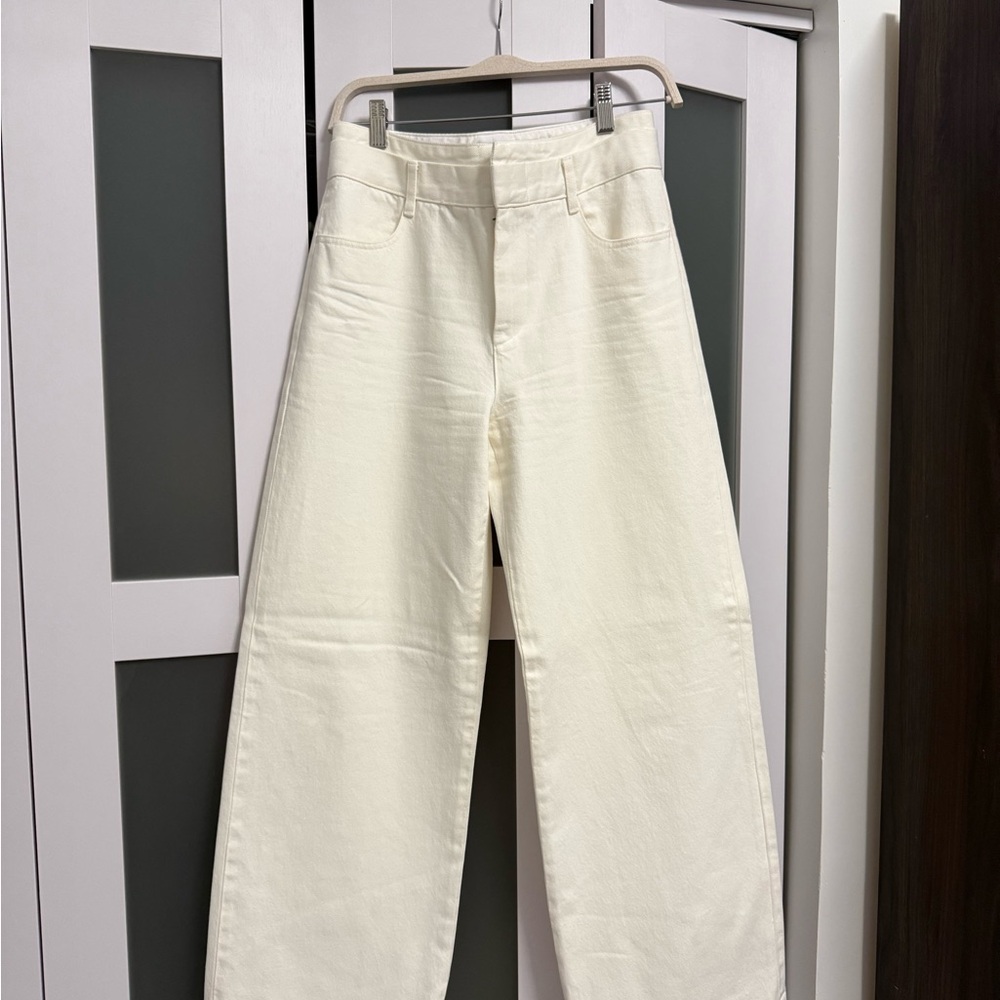 Vince White Washed Twill Wide-Leg Pants